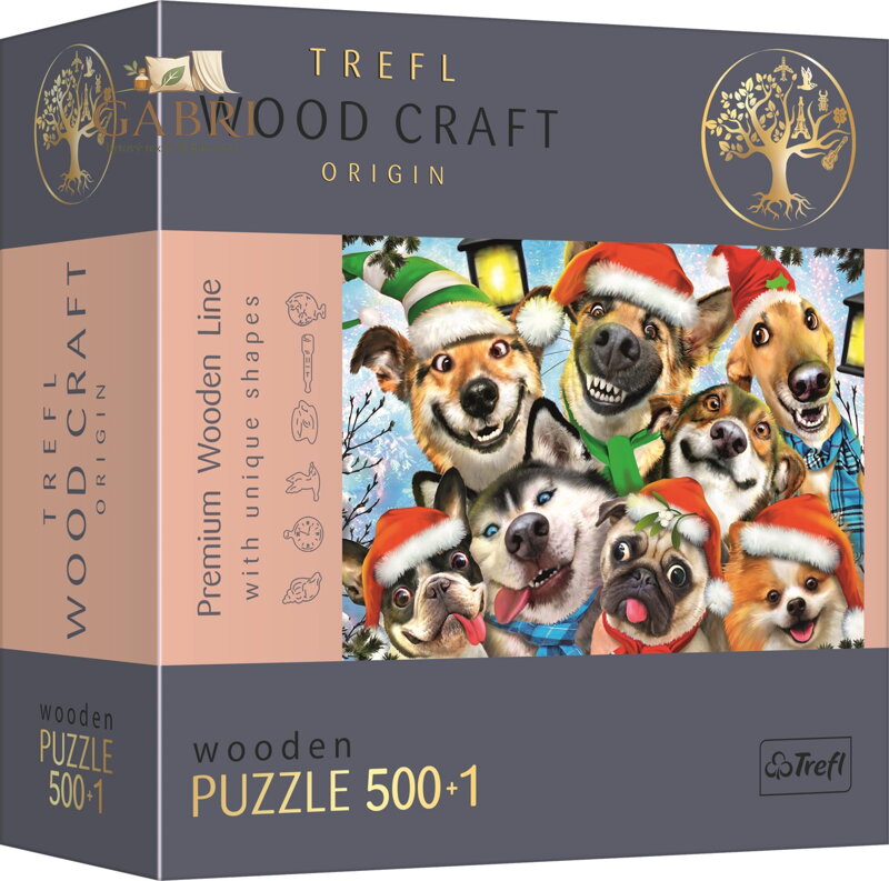 TREFL Wood Craft Origin puzzle Vánoční psi 501 dílků