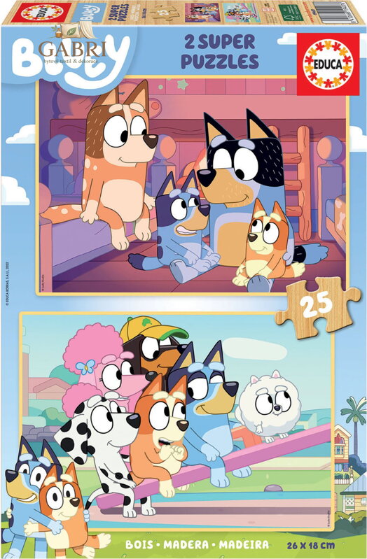 EDUCA Dřevěné puzzle Bluey 2x25 dílků