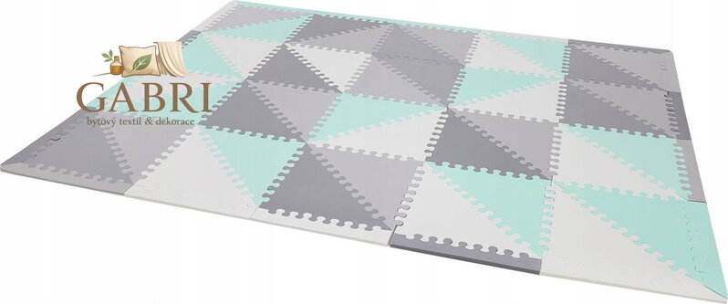 Matadi Pěnové puzzle šedo-zelené Trojúhelníky s okraji