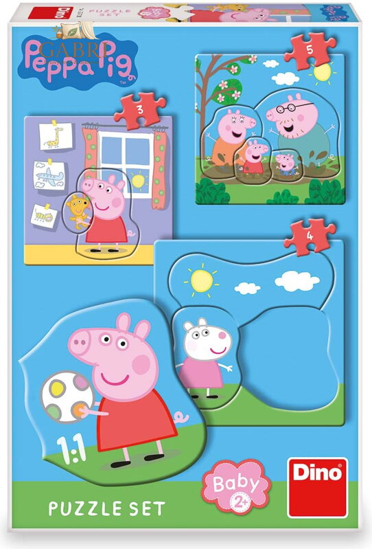DINO Baby puzzle Prasátko Pepina a rodina 3v1 (3,4,5 dílků)