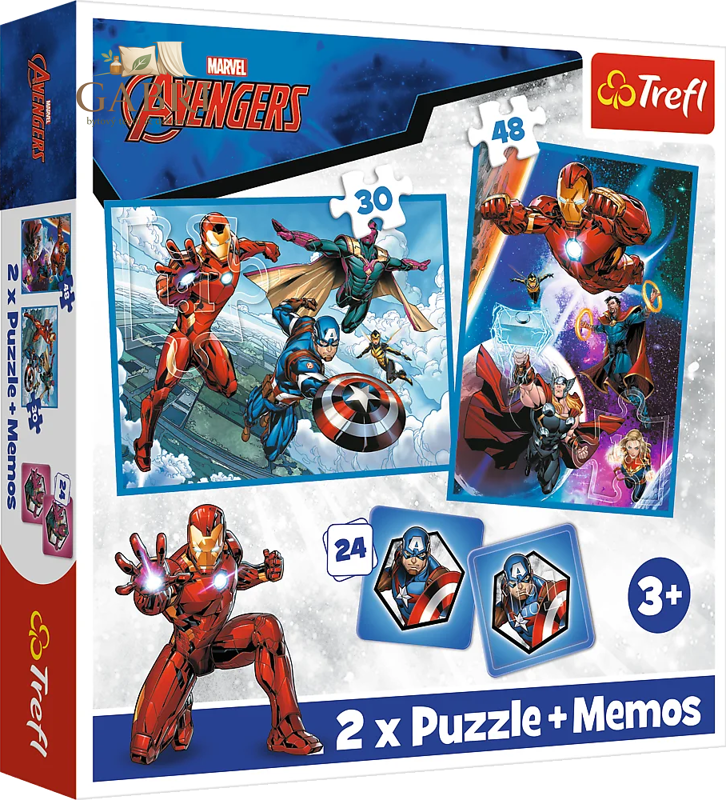 TREFL Sada 3v1 Avengers: Hrdinové v akci (2x puzzle + pexeso)