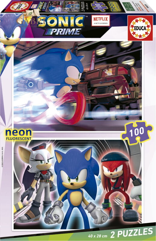 EDUCA Svítící puzzle Sonic Prime 2x100 dílků