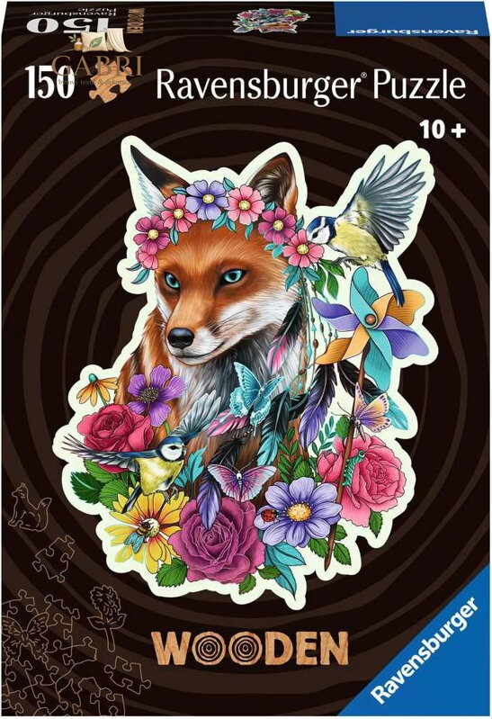 RAVENSBURGER Dřevěné obrysové puzzle Barevná liška 150 dílků