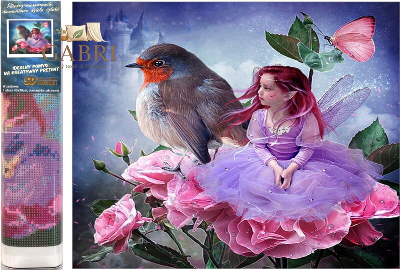 Norimpex Diamantové malování Červenka s květinovou vílou 30x40cm