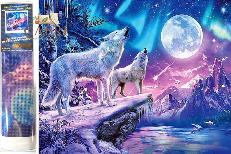 Norimpex Diamantové malování Vlci za úplňku 30x40cm