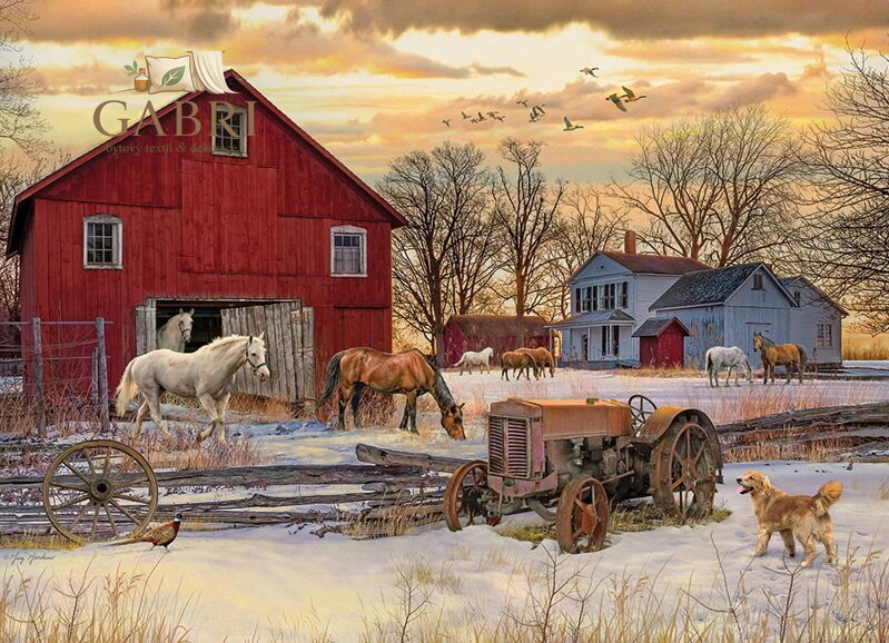 COBBLE HILL Puzzle Zima na farmě 1000 dílků