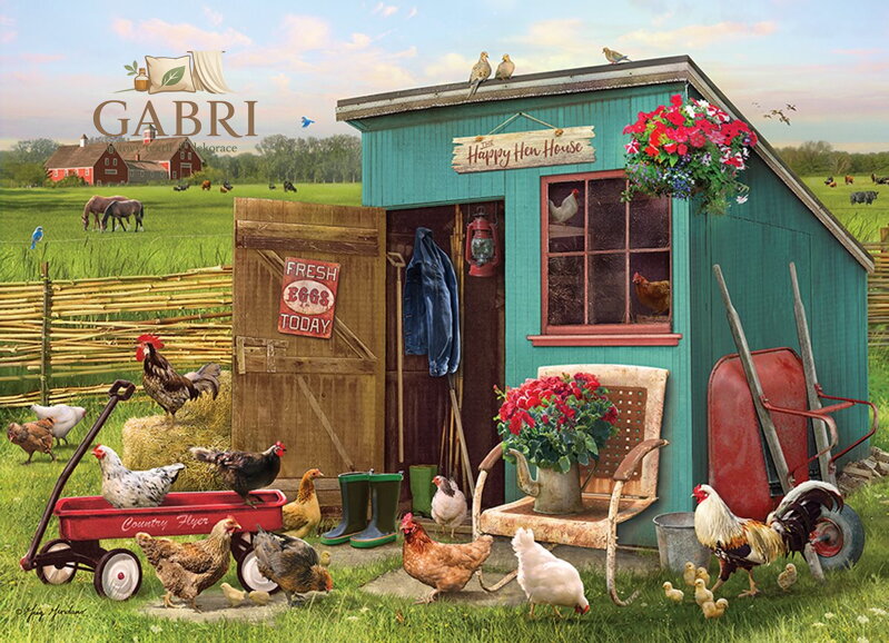 COBBLE HILL Puzzle Veselý kurník 1000 dílků