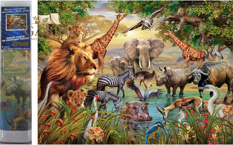 Norimpex Diamantové malování Safari u řeky 30x40cm