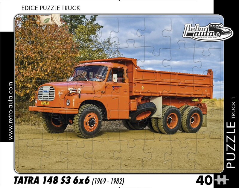RETRO-AUTA Puzzle TRUCK č.1 Tatra 148 S3 6x6 (1969-1982) 40 dílků
