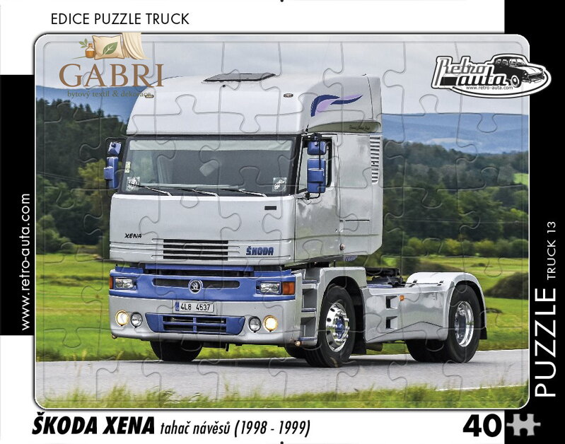 RETRO-AUTA Puzzle TRUCK č.13 Škoda Xena tahač návěsů (1998-1999) 40 dílků