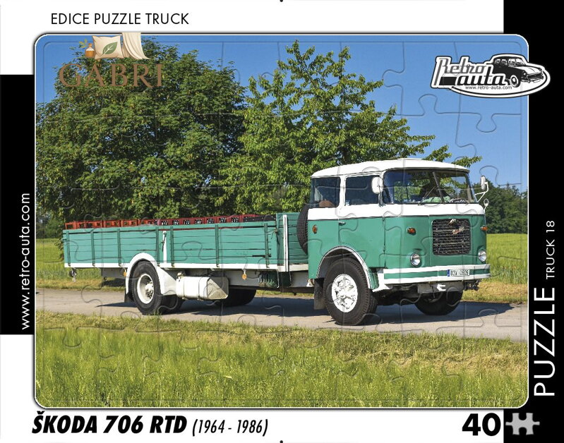 RETRO-AUTA Puzzle TRUCK č.18 Škoda 706 RTD (1964-1986) 40 dílků