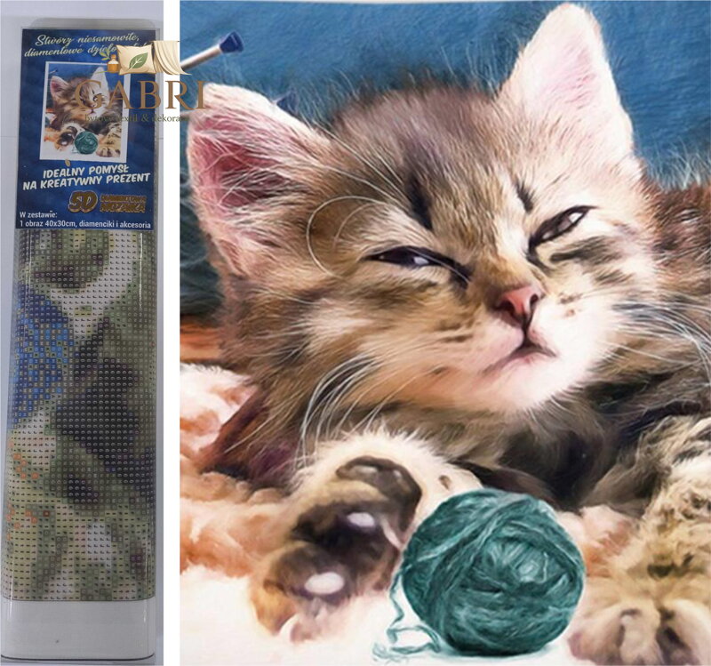 Norimpex Diamantové malování Kotě s klubíčkem 30x40cm