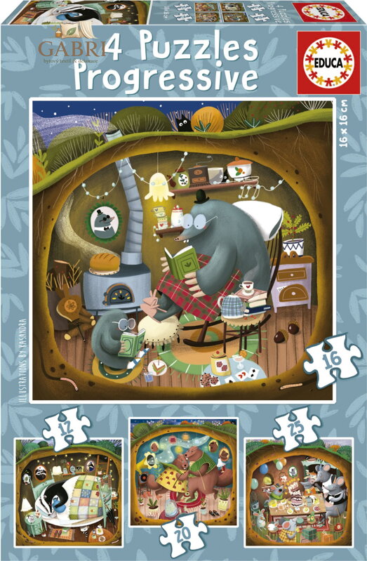 EDUCA Puzzle Lesní příběhy 4v1 (12,16,20,25 dílků)
