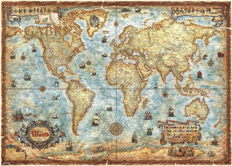 HEYE Puzzle Map Art: Svět 2000 dílků