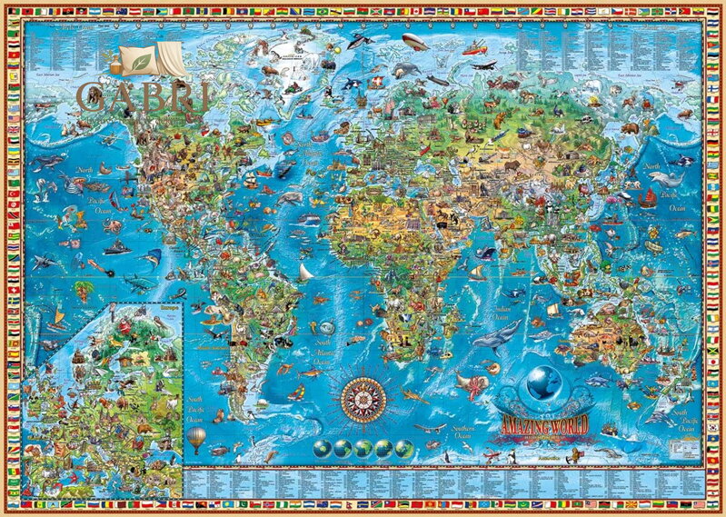 HEYE Puzzle Map Art: Úžasný svět 2000 dílků