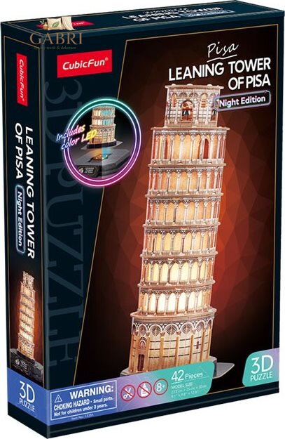 CUBICFUN Svítící 3D puzzle Noční edice: Šikmá věž v Pise 42 dílků