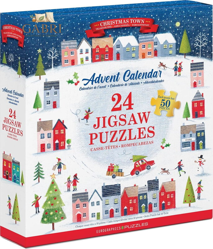EUROGRAPHICS Puzzle Adventní kalendář: Vánoční město 24x50 dílků