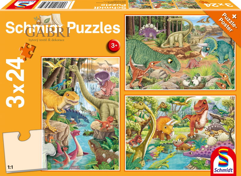SCHMIDT Puzzle Dinosauři 3x24 dílků