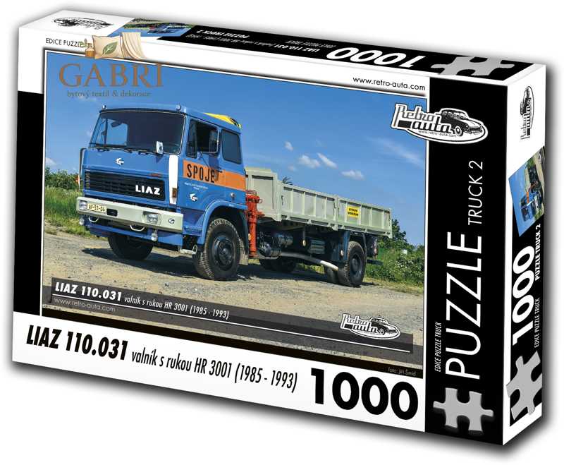 RETRO-AUTA Puzzle TRUCK č.2 Liaz 110.031 valník s rukou HR 3001 (1985-1993) 1000 dílků