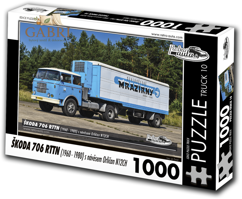 RETRO-AUTA Puzzle TRUCK č.10 Škoda 706 RTTN s návěsem Orličan N12CH (1960-1980) 1000 dílků