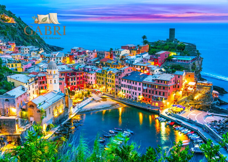ENJOY Puzzle Vernazza za soumraku, Cinque Terre, Itálie 1000 dílků