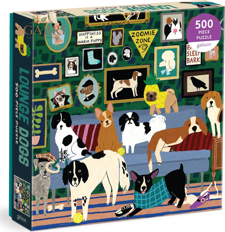 GALISON Čtvercové puzzle Psi v salonku 500 dílků
