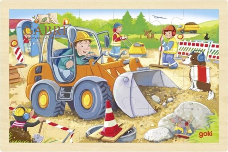 GOKI Dřevěné puzzle Staveniště 24 dílků