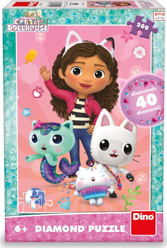 DINO Puzzle s drahokamy Gábinin kouzelný domek 200 dílků
