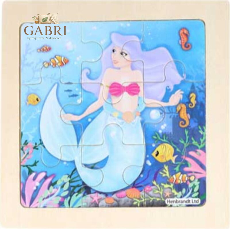 Dřevěné puzzle Mořská víla Fialka 9 dílků