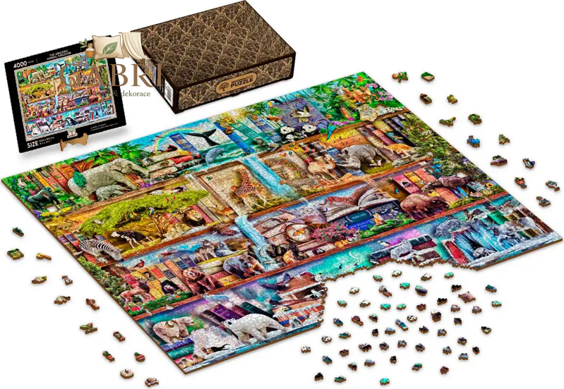 WOODEN CITY Dřevěné puzzle Úžasné království zvířat 2v1, 4000 dílků