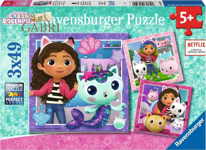 RAVENSBURGER Puzzle Gábinin kouzelný domek 3x49 dílků
