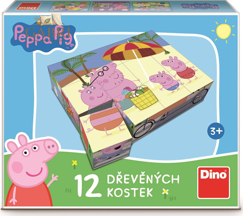 DINO Obrázkové kostky Prasátko Peppa, 12 kostek
