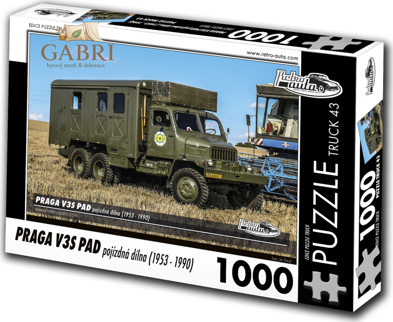 RETRO-AUTA Puzzle TRUCK č.43 Praga V3S PAD pojízdná dílna (1953 - 1990) 1000 dílků
