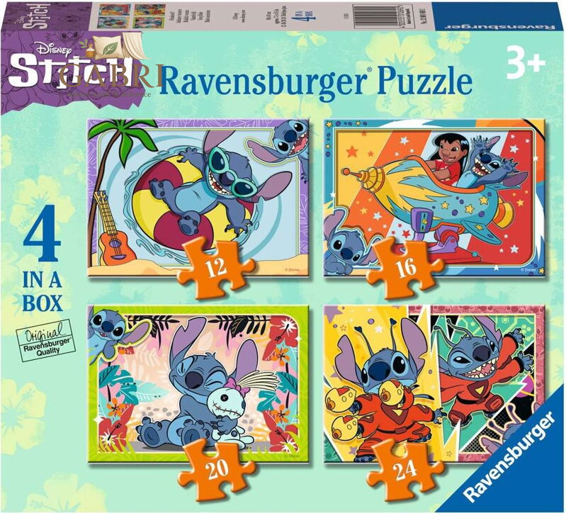 RAVENSBURGER Puzzle Lilo a Stitch 4v1 (12, 16, 20, 24 dílků)