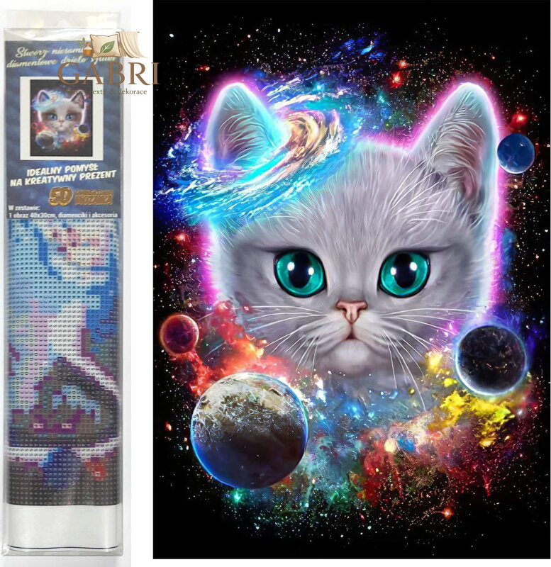 Norimpex Diamantové malování Vesmírné kotě 30x40cm