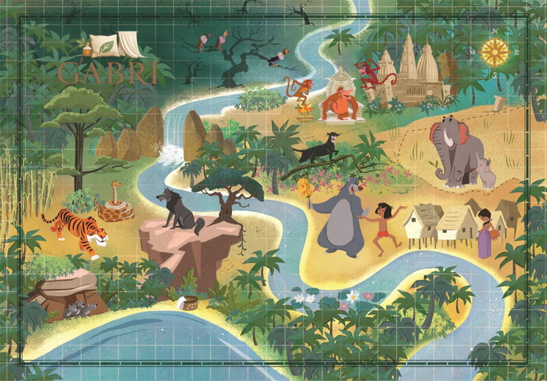 CLEMENTONI Puzzle Story Maps: Kniha džunglí 1000 dílků