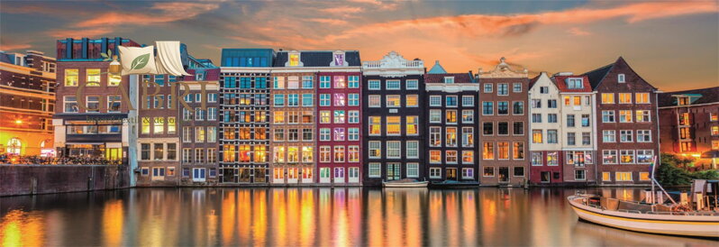 CLEMENTONI Panoramatické puzzle Zářivý Amsterdam 1000 dílků