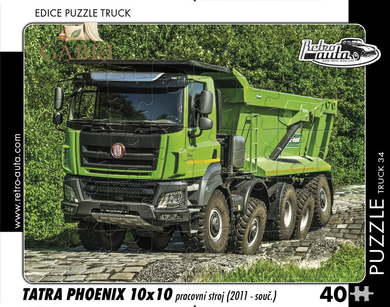 RETRO-AUTA Puzzle TRUCK č.34 Tatra Phoenix 10x10 pracovní stroj (2011 - souč.) 40 dílků