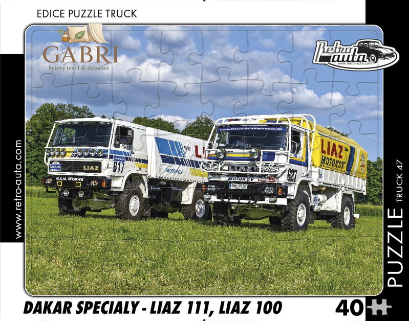 RETRO-AUTA Puzzle TRUCK č.47 Dakar speciály - LIAZ 111, LIAZ 100 - 40 dílků