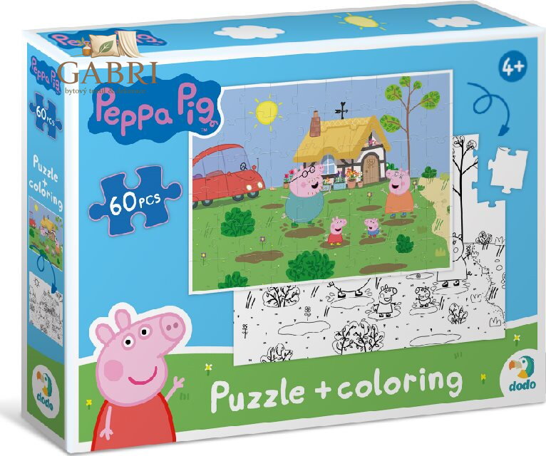 DODO Oboustranné puzzle Prasátko Peppa: Na chalupě 60 dílků