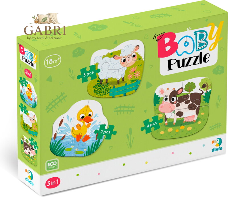 DODO Baby puzzle Zvířátka ze statku 3v1 (2,3,4 dílků)