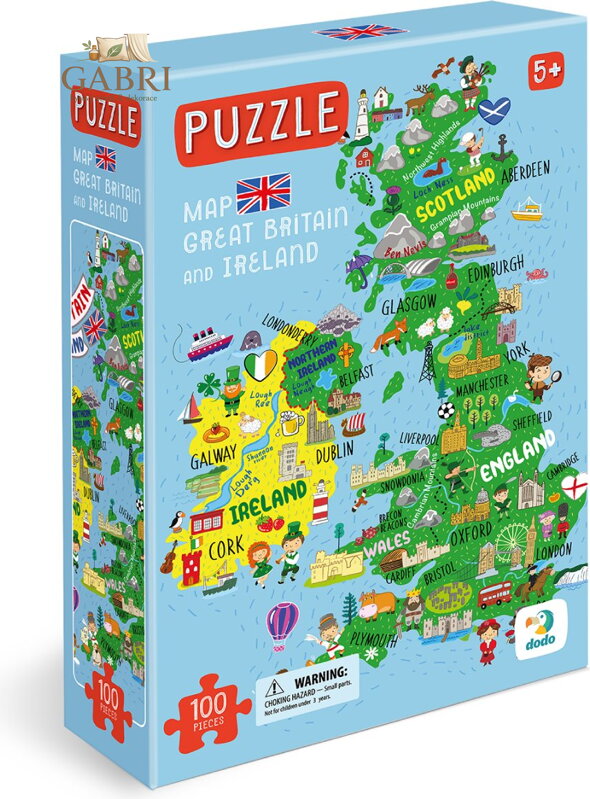 DODO Puzzle Mapa Velké Británie a Severního Irska 100 dílků