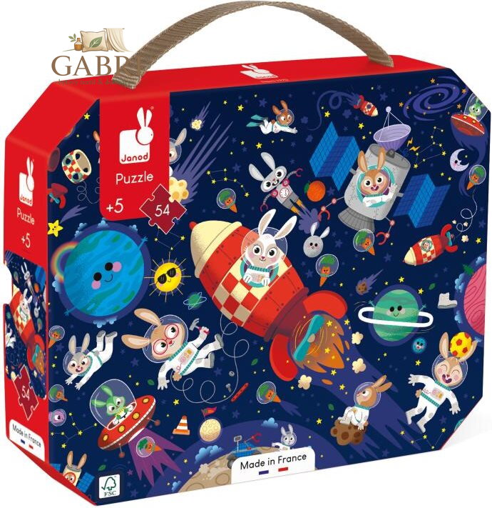 JANOD Puzzle v kufříku Raketa ve vesmíru 54 dílků