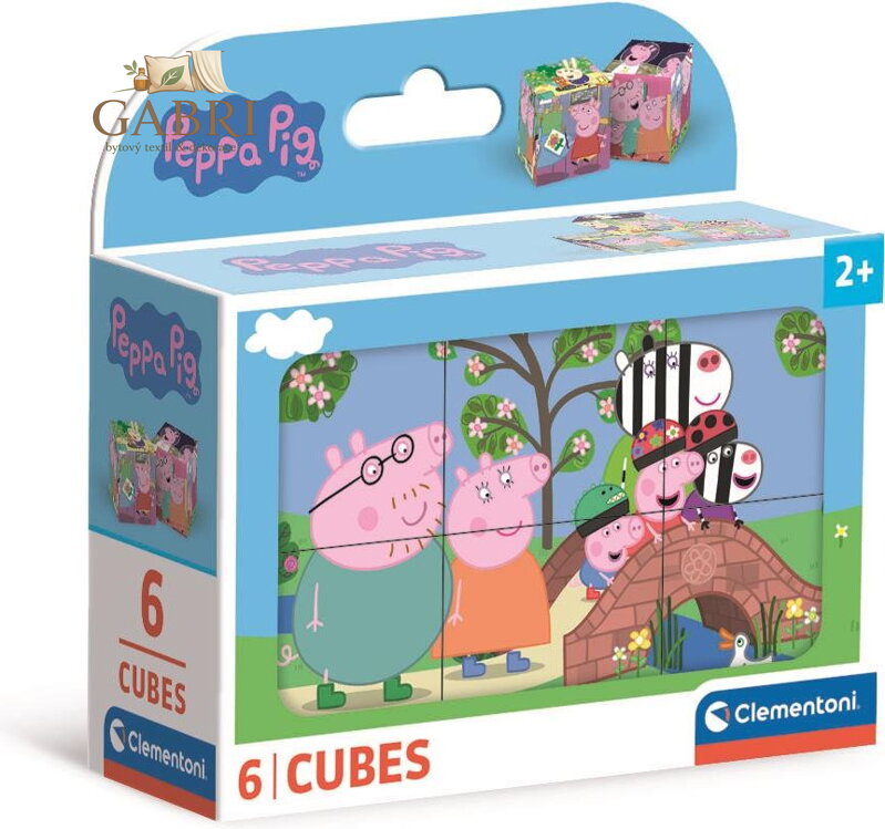 CLEMENTONI Obrázkové kostky Prasátko Peppa, 6 kostek