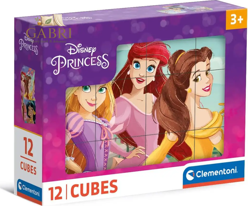 CLEMENTONI Obrázkové kostky Disney princezny, 12 kostek