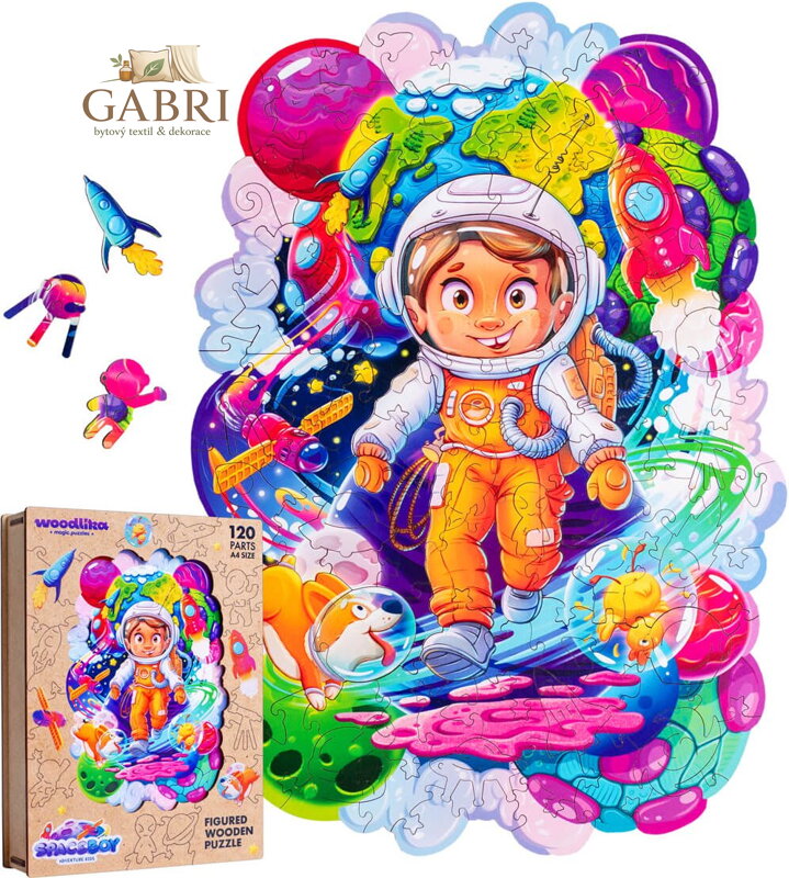 WOODLIKA Dřevěné puzzle Vesmírný dobrodruh 120 dílků