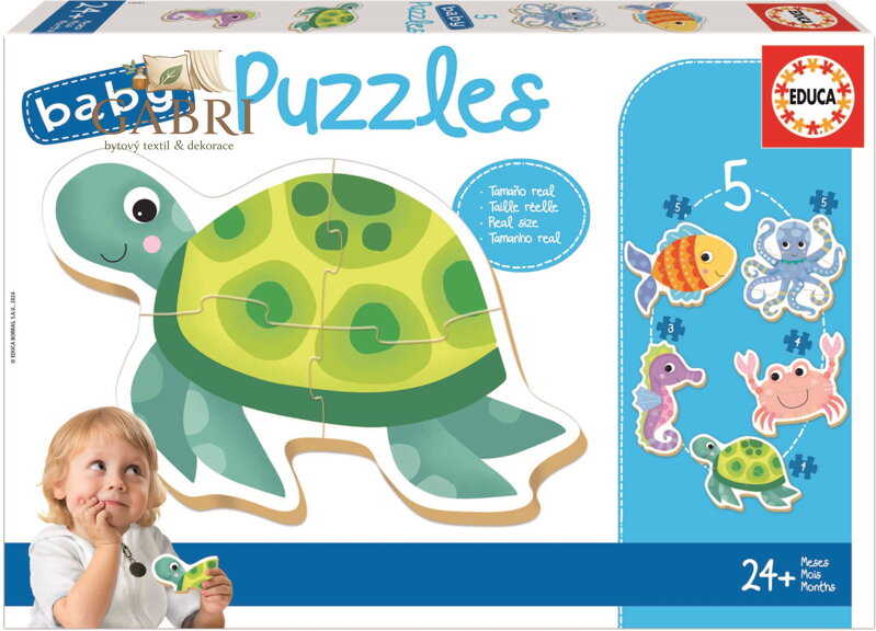 EDUCA Baby puzzle Vodní zvířata 5v1 (3-5 dílků)