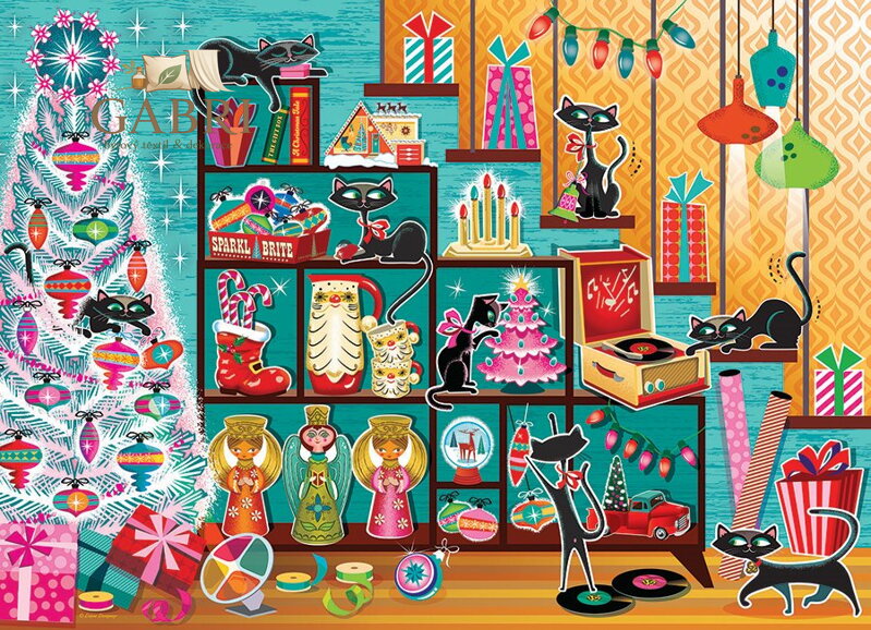 COBBLE HILL Puzzle Vánoční kočky1000 dílků