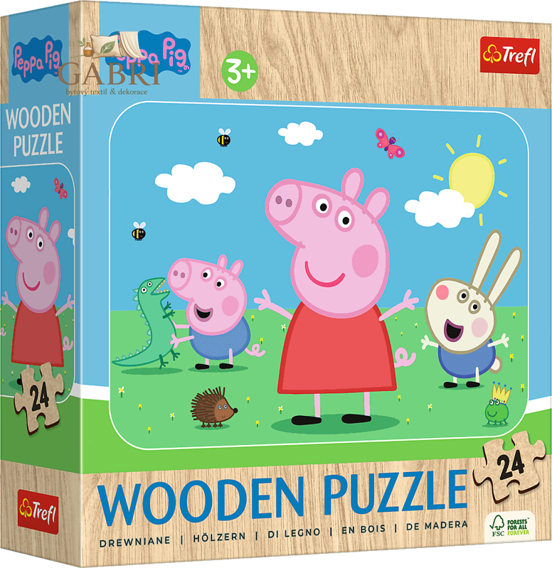 TREFL Dřevěné puzzle Prasátko Peppa: Seznamte se s roztomilou Peppou 24 dílků