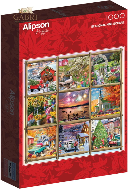 ALIPSON Čtvercové puzzle Koláž jaro, léto, podzim, zima 1000 dílků